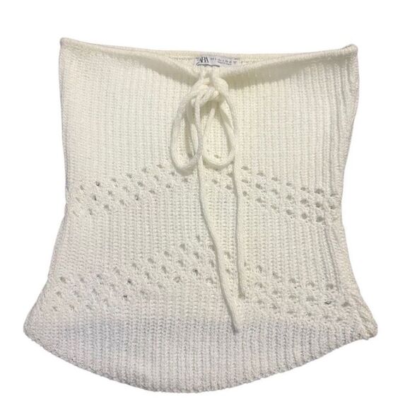 Zara white strapless crochet blouse size small - Picture 1 of 3
